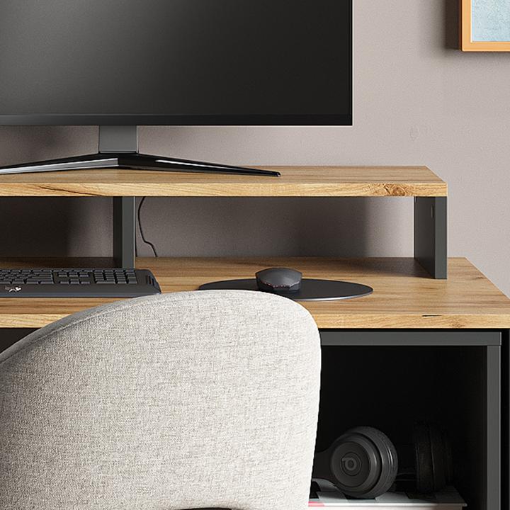 Actual product image Vichy Monitorständer Tomy, Anthrazit/Goldkraft Eiche, 80 x 12 cm