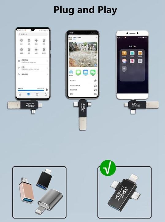 Immagine prodotto PowerGuard 3-in-1 USB-C MicroUSB Lightning OTG Adapter (USB 3.0)