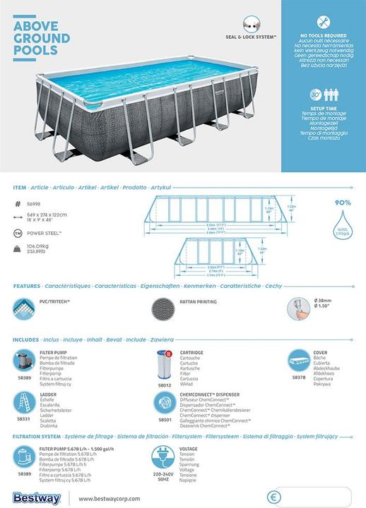 Produktbild Bestway Power Steel Frame Pool (549 x 274 x 122 cm)