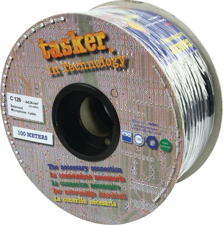 Produktbild Tasker C128-Black 100m 2 x 0.35 mm2 microfoonkabel, diameter 6.3 mm (100 m)