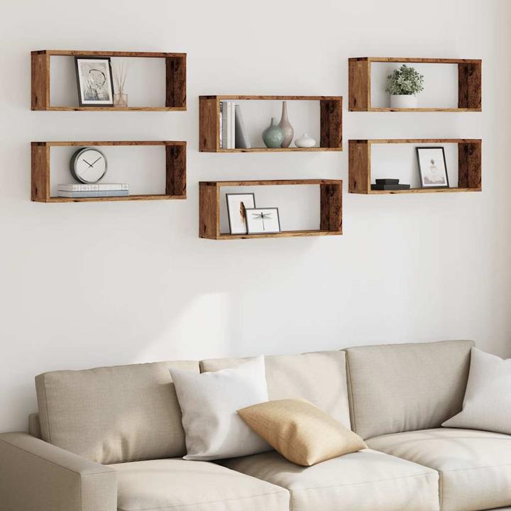 Immagine prodotto VidaXL Wandregal Hängeregal Regalwürfel Cube Lounge CD Regal 6Stk. Altholz-Optik (60 x 15 x 23 cm)