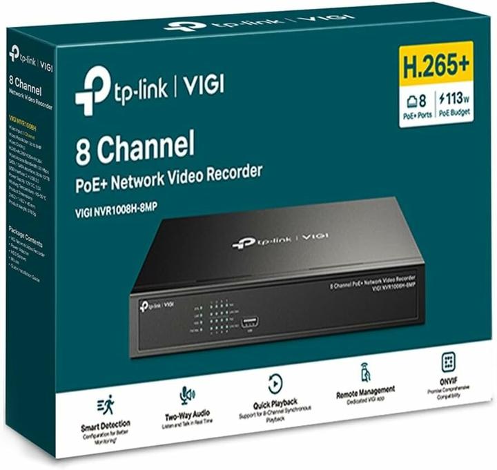 Actual product image TP-Link VIGI NVR1008H-8MP - NVR, 8 channels, 8x PoE (Network Video Recorder (NVR))