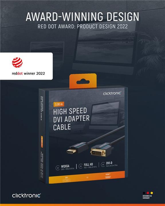 Produktbild clicktronic HDMI (Typ A) — DVI (3 m, DVI, HDMI)