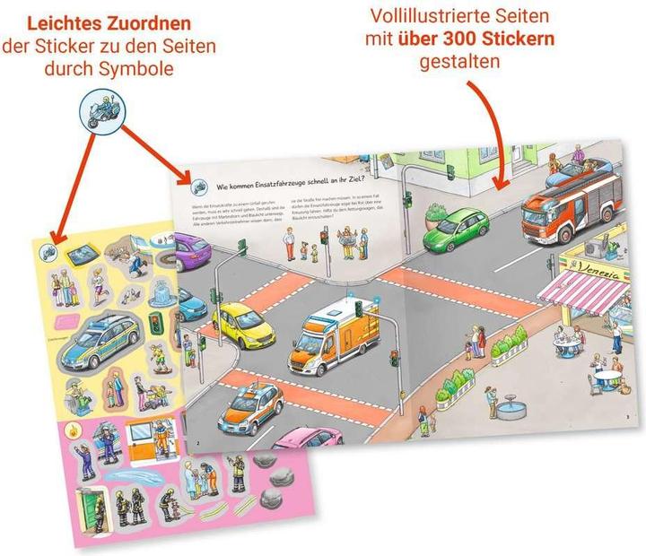 Actual product image Ravensburger Why? Why? Why? Sticker booklet: Emergency vehicles