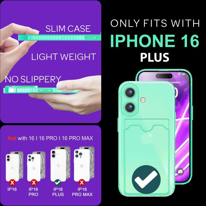 Actual product image Nalia Clear transparent neon silicone cover card holder (Apple iPhone 16 Plus)