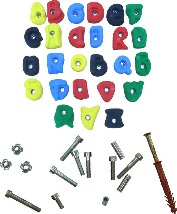 Actual product image On Top Klettern Climbing Handle Set The Big ABC (Blue, Red, Green, Yellow, Black)