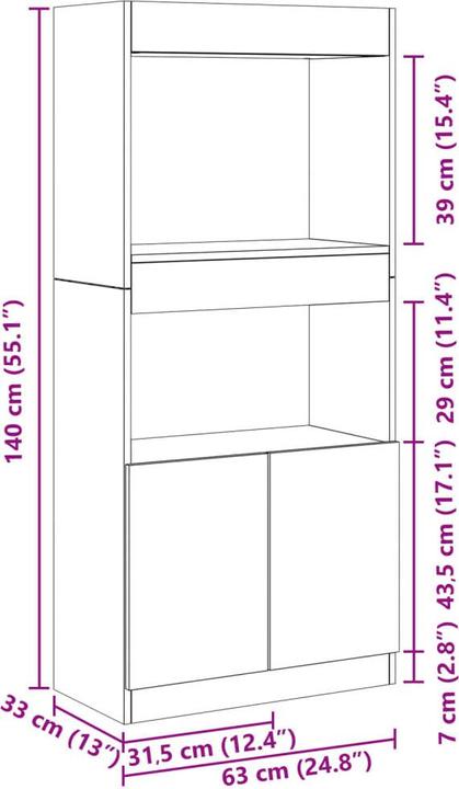 Actual product image VidaXL Louiza (63 x 33 x 180 cm)