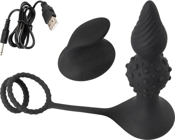 Actual product image Rebel RC Butt Plug with Cock & Ball Rings