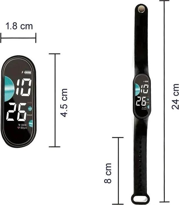 Image du produit Cbx Sport LED-Digitaluhr mit Silikonarmband 12-Stunden-Anzeige Weiss (45 mm)