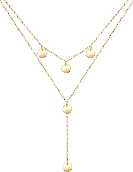 Elli Halskette Y-Kette Geo Layer Plättchen 925 Sterling Silber (925er Sterling Silber, 38 cm)