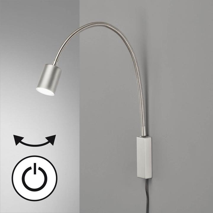 Actual product image Fischer & Honsel Honsel Justi LED bed light Flex GU10 warm white switchable nickel 30499 (GU10)