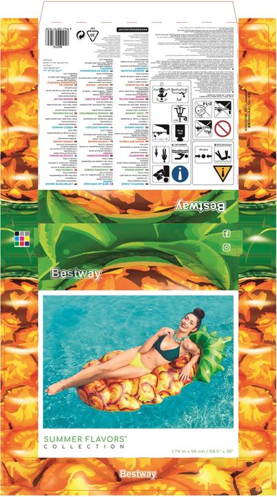 Produktbild Bestway Aufblasbare Matratze Ananas, 1,74 mx 0,96 m, 43310