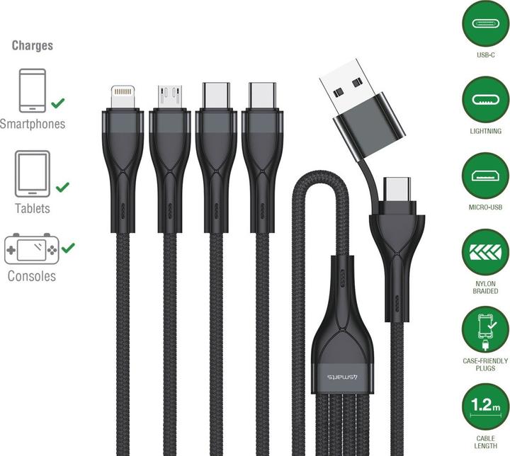 Actual product image 4smarts Multi charging cable 4in2 (1.20 m, USB 2.0)