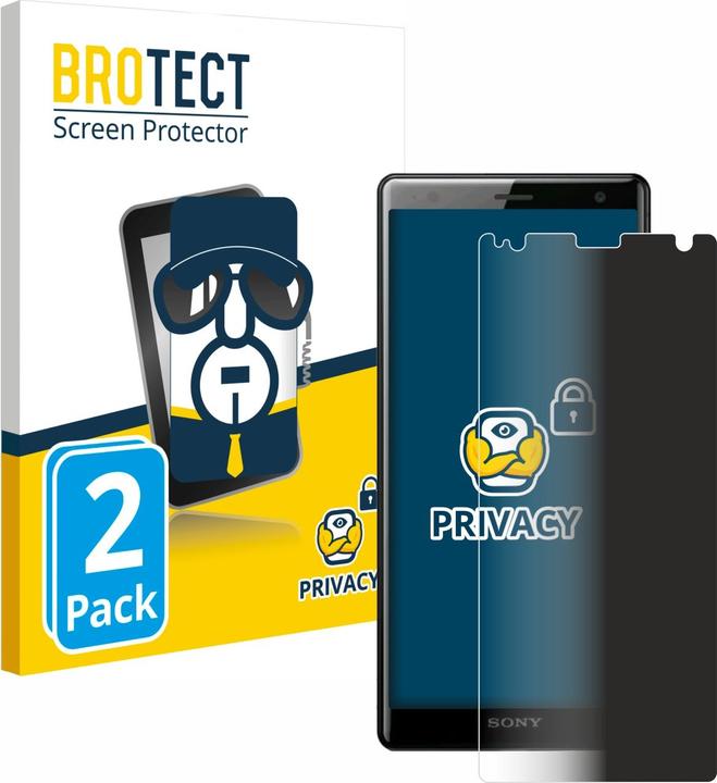 Productafbeelding BROTECT Anti-spionnetje privacyfolie Beschermfolie tegen blauw licht (2 Stuk, Sony Xperia XZ2)