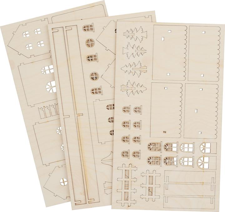 Produktbild Rayher Holzbausatz "2 Lichterhäuser", 52-tlg., Sperrholz