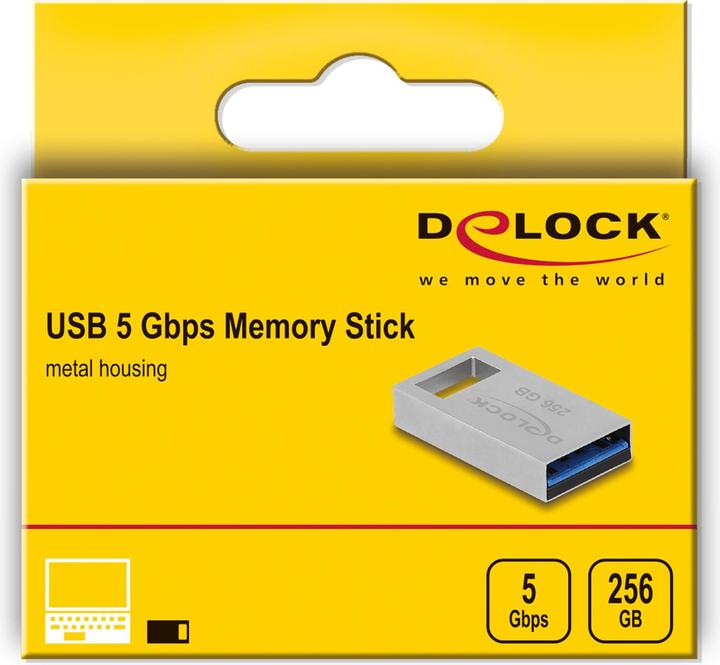 Actual product image Delock USB 5 Gbps memory stick 256 GB - metal housing (256 GB, USB-A)