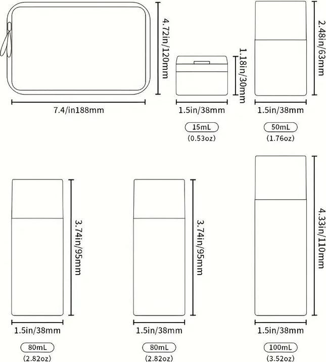 Produktbild Swissdetector Luxus-Kosmetikflaschenset - Grau (Flüssigkeitsbeutel)