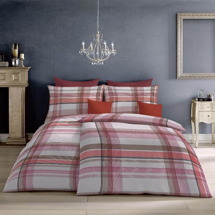 Actual product image Fleuresse Mako-Satin Bettwäsche Milano 114323 rot (Bedding set, 155x220 cm + 80x80 cm)