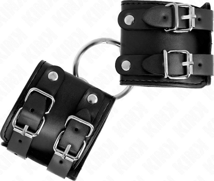Produktbild Kink Feste Handgelenkfesseln Mit Ring Und Nieten Verstellbar Schwarz 17-22 cm X 6,5 cm