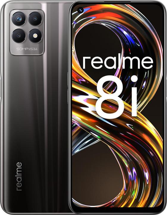 Produktbild realme 8i (128 GB, Space Black, 6.60", Dual SIM + SD, 50 Mpx, 4G)