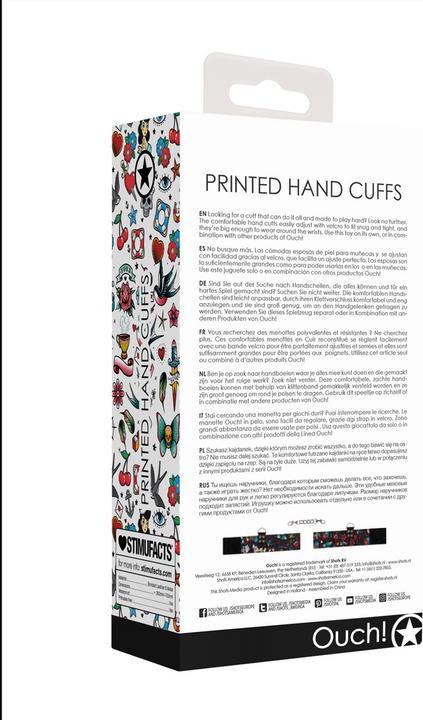 Actual product image Ouch! Printed Hand Cuffs - Old School Tattoo Style