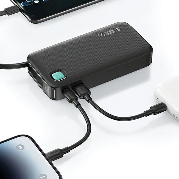 Produktbild Usams Powerbank ze zwijanym kablem USB-C Retractable 10000 mAh PD 20W Fast Charge XY Series czarny/b (10000 mAh, 50 W, 50 Wh)