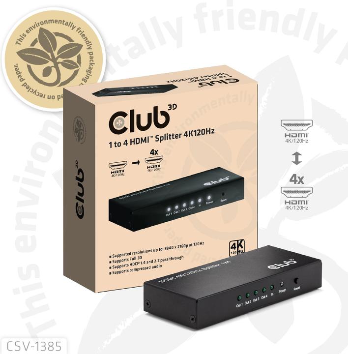 Immagine prodotto Club 3D Club3D HDMI splitter 1 ingresso -> 4 uscite 4K120Hz UHD al dettaglio