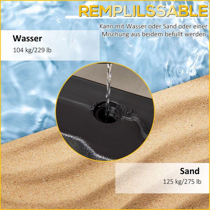Produktbild Swisshandel24 Sonnenschirmgewicht 4-tlg. Schirmgewicht für Ampelschirm Bodenkreuz Sand/Wasser befüllbar bis 140 HD