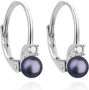 Agato Charming silver earrings with black pearl AGUC3513P-BK