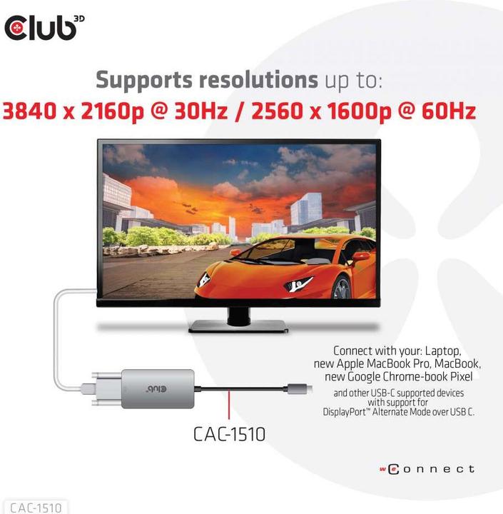 Image du produit Club 3D USB Typ-C zu (DVI, 24.50 cm)