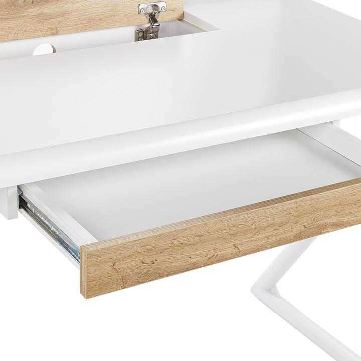 Actual product image Beliani Desk white / light wood shade 120 x 60 cm drawer FOCUS (120 x 60 x 84 cm)