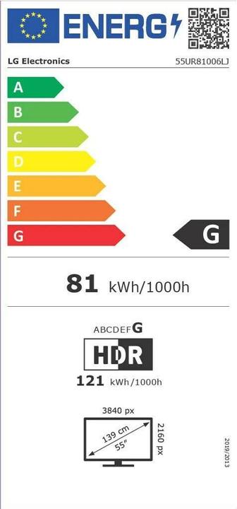 Energie-Label LG 55UR81006LJ (55", UR81, LCD, 4K, 2023)