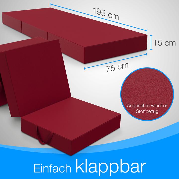Produktbild Bestschlaf Klappmatratze, 3-teilige Faltmatratze, Reisebett, Gästematratze (75 x 195 cm, Schaumstoffkern)