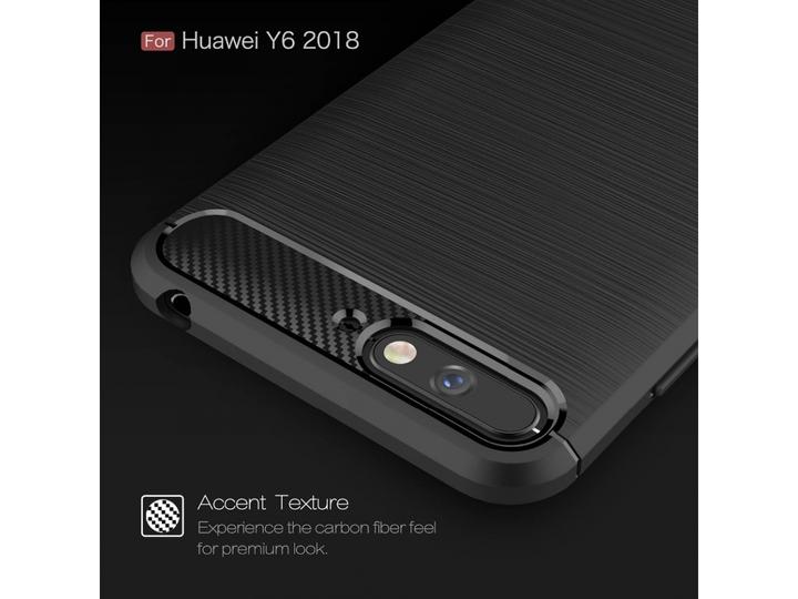 Produktbild Screenguard Huawei Y6 2018 Hülle Carbon Brushed Soft TPU (Huawei Y6 (2018))