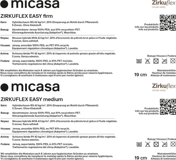 Actual product image micasa Zirkuflex Easy (160 x 200 cm, Foam core)
