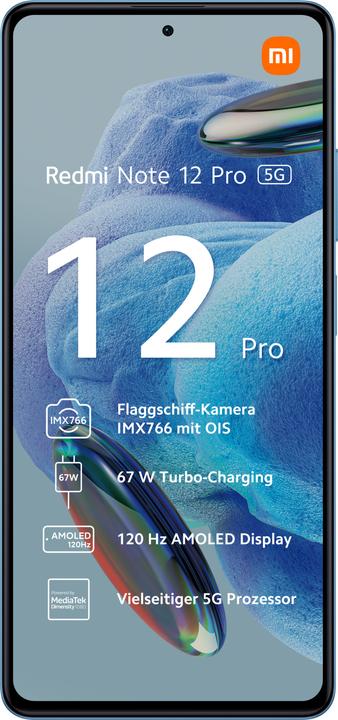 Produktbild Xiaomi Redmi Note 12 Pro (128 GB, Sky Blue, 6.67", Dual SIM, 50 Mpx, 5G)