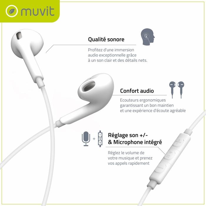 Actual product image Muvit Ecouteurs USB-C Plastique Recycle Blanc (Cable)