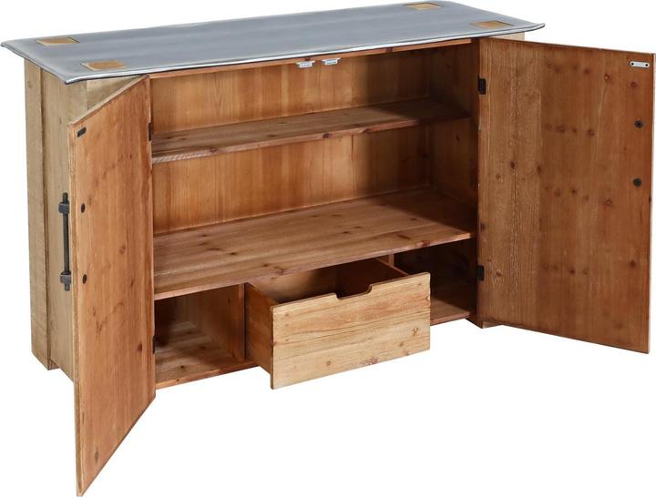 Image du produit Mendler Buffet HWC-L76, bois massif industriel 80x120x48cm, naturel avec aspect métal (80 x 120 x 48 cm)