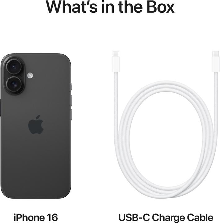 Image du produit Apple iPhone 16 (256 Go, Noir, 6.10", SIM + eSIM, 48 Mpx, 5G)