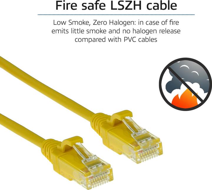 Actual product image Yellow 3 meter LSZH U/UTP CAT6 datacenter slimline patch cable snagless with RJ45 connectors (U/UTP, CAT6, 3 m)