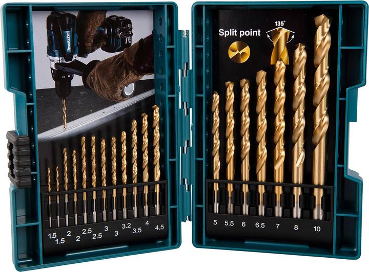 Produktbild Makita Bohrer-Set 19tlg (1.5, 2.0, 2.5, 3.0, 3.2, 3.5, 4.0, 4.5, 5.0, 5.5, 6.0, 6.5, 7.0, 8.0, 10.0 mm)