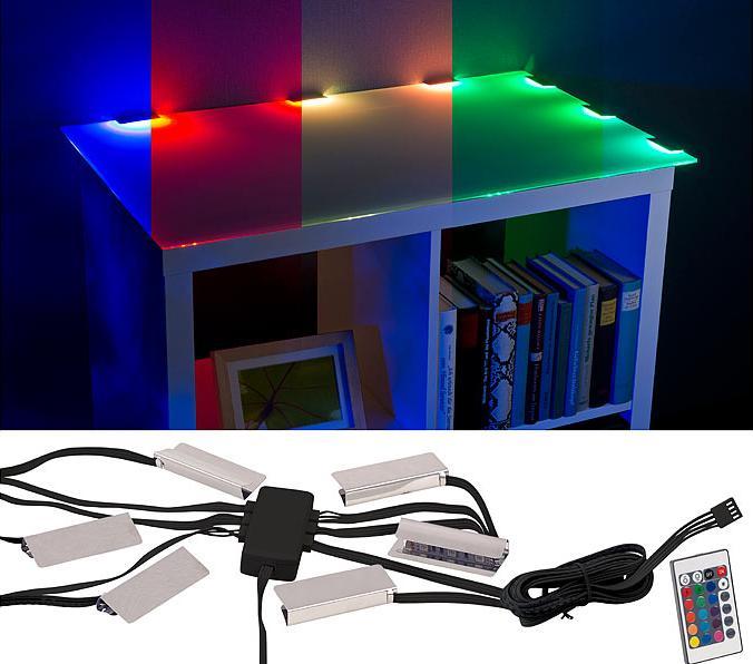 Produktbild Lunartec 4er-Set LED-Glasbodenbeleuchtung