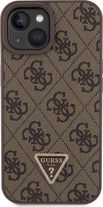 Actual product image Guess PU Leather Metal Logo Rhinestone Crossbody Case for Apple iPhone 15 - brown (Apple iPhone 14, Apple iPhone 15, Apple iPhone 13)