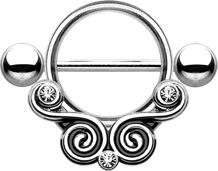 Image du produit Star Piercing Barbell mit Wirbel und Kristall silber (sans laiton, Acier chirurgical 316L)