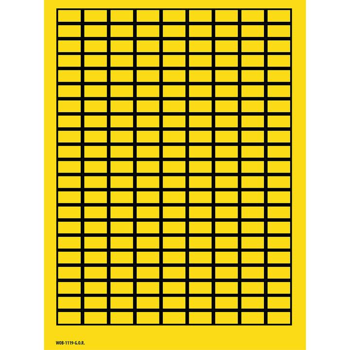 Image du produit Brady B-500, WOB-1119-G.O.R., Étiquettes repositionnables, vinyle, jaune, 11 x 19 mm, repositionnables (25