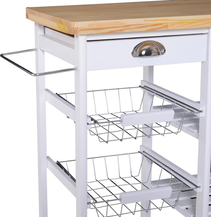 Image du produit Homcom Chariot de cuisine avec porte-bouteilles