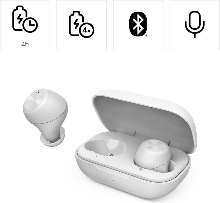 Actual product image Thomson WEAR7701W Bluetooth® Headphones, In-Ear, True Wireless, Microphone, White (4 h, Wireless)