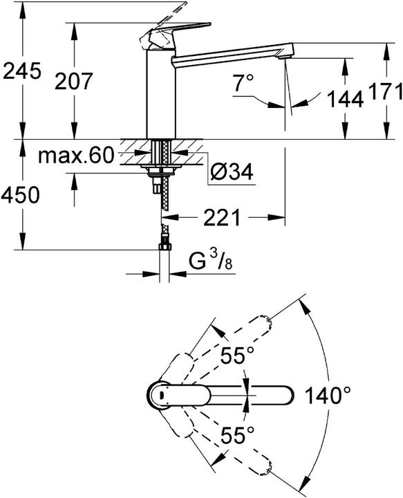 Produktbild Grohe Eurosmart Cosmopolitan - Spültischarmatur