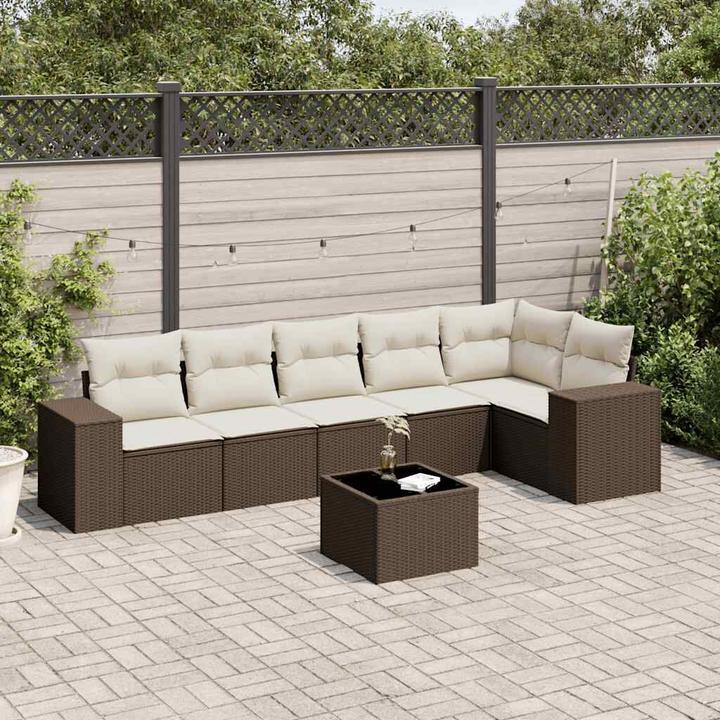 Produktbild VidaXL Gartenmöbel Sofa Garnitur Lounge Sitzgruppe 7-tlg. Braun Poly Rattan
