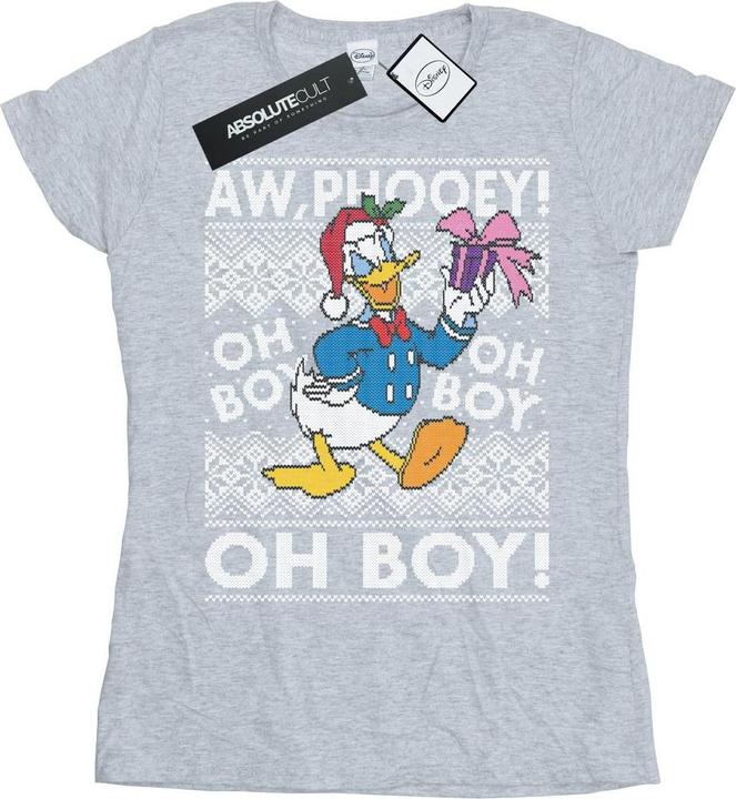 Actual product image Disney Womens/Ladies Donald Duck Christmas Fair Isle Cotton T-Shirt (XL)